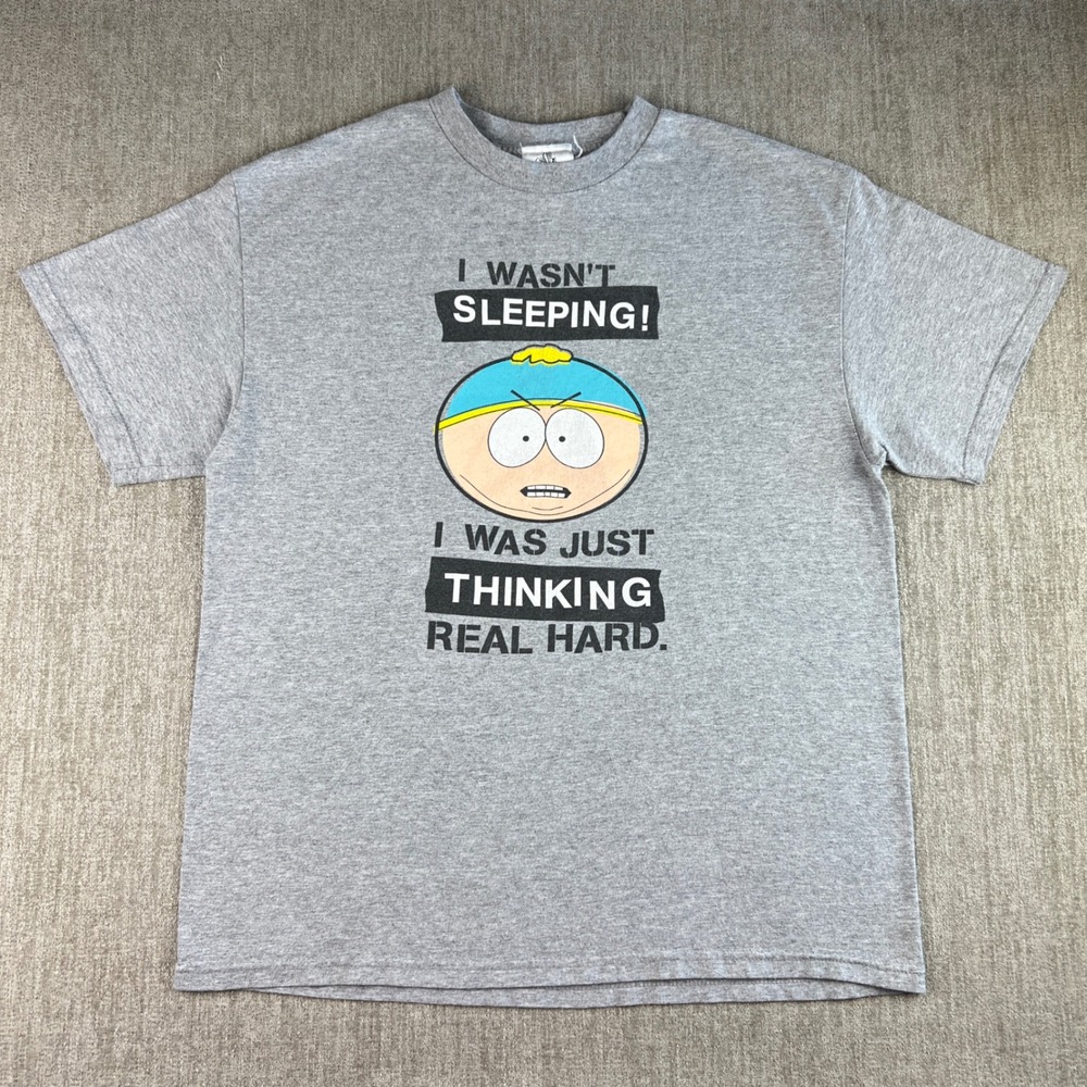 Comedy Central South Park Shirt Mens L‎ Gray Cartman Thinking Real Hard 2005 Y2K